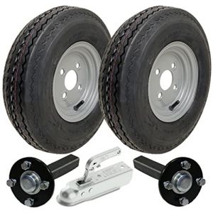 Kit remorque haute vitesse 4.80 / 4.00 - 8 roues légales route + moyeu & fusée d'essieu, attelage