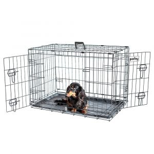Cage pour chien FortressooM, caisse de transport pour chien et chiot 75x47x54cm, pliable, 2 portes, plateau amovible, utilisation interieur, Paitsy