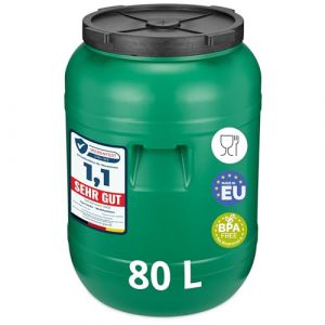 Garronda 80L Fût Plastique Alimentaire Sans BPA – Récupérateur d'Eau Bidon Alimentaire avec Couvercle pour Eau, Choucroute, Croquettes, Fermentation