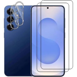 Novago Pour Samsung Galaxy S25 Plus 5G - Pack de 4 Films vitre Verre trempé 2 Vitre pour écran et 2 pour lobjectif caméra arrière