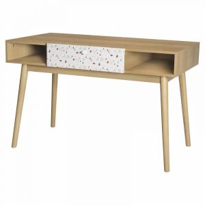 Image de Bureau avec 1 tiroir En panneaux de particules avec piétement en Bois m if GARDENIA