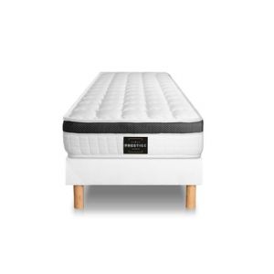 Pack matelas sommier kit Blanc Sup&eacute;rieur M&eacute;moire de forme avec 2 oreillers et couette