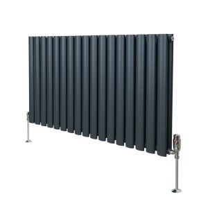 Radiateur Colonne Ovale & Robinet Thermostatique Gris Anthracite 600 x 1020mm