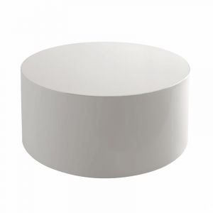 Oviala Table basse ronde 80 cm en MDF effet laqu&eacute; blanc