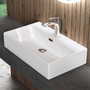 Sogood - Lavabo &agrave; Poser Vasque Suspendu en C&eacute;ramique Lave Mains Rectangulaire de Qualit&eacute; pour Salle de Bain Br&uuml;ssel206 Blanc 60x36x13cm