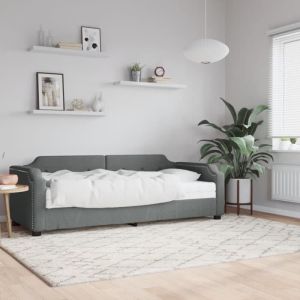 VidaXL Lit de Jour avec Matelas, Canapé-lit, Lit d'Invité, Meuble de Chambre à Coucher Salle de Séjour, Moderne, Gris Foncé 80x200 cm Tissu