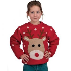 Pull Renne de Noël pour enfant fille ou garçon, taille 5 à 6 ans (x1) REF/48130