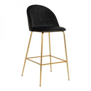 Lausanne Tabouret de bar, noir, aspect laiton. - Noir