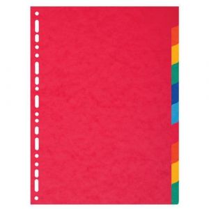 Exacompta Réf. 1410E - Carton de 10 Intercalaires en véritable carte lustrée souple 225g/m2 FSC avec 10 onglets neutres - Format à classer A4 - Dimensions 22,5 x 29,7 cm - couleurs assorties