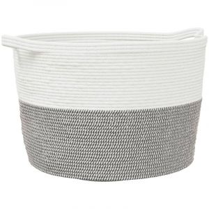 VidaXL Panier à linge gris et blanc Ø60x36 cm coton