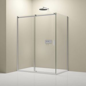 Bernstein Paroi de douche d'angle Verre clair Cabine de douche intégrale étanche Parre douche porte coulissante - Toutes tailles dispo - NT806 flex 140cm,