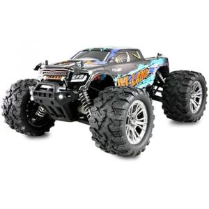 Amewi M-Land Monster Truck RC télécommandé 48 km/h 4WD 1:16 RTR Bleu avec télécommande, Batterie, câble de Charge