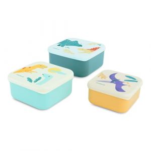 Miniland Baby Set de 3 Boîtes à Déjeuner Enfant, Boîtes Empilables, Lavables au Lave-Vaisselle et Sans BPA (Jurassic)