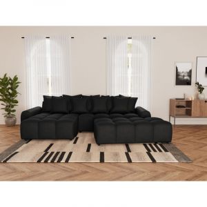 Lisa Design - Adelaide - pouf en tissu texturé - noir