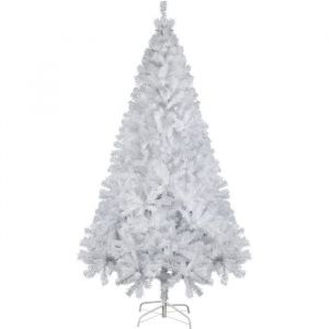 Salcar Sapin de Noël Artificiel Blanc 180cm, Arbre de Noel Enneigées avec 735 Pointes de Branche, Gants et Pieds de Sapin de Noël en Métal, Lgnifuge, Assemblage Rapide