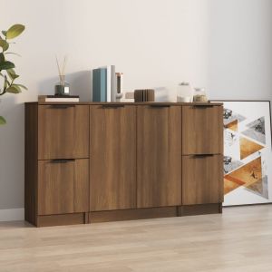 VidaXL Buffets 3 pcs Chêne marron Bois d'ingénierie - Chêne marron