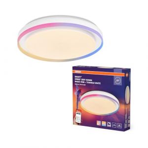 Osram Plafonnier LED SMART + WIFI, blanc, 32 W, 3 400 lm, fonction lumière blanche, intensité variable, effet lumineux dynamique Magic RGB, longue durée de vie, installation facile, contrôlable par
