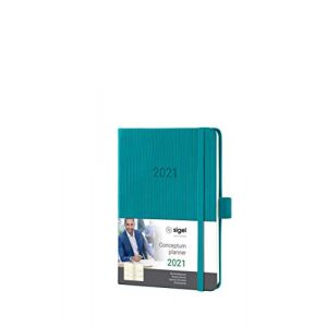 Image de Sigel C2171 Agenda semainier 2021 Conceptum, couverture rigide, 10,8 x 15,1 cm, turquoise foncé