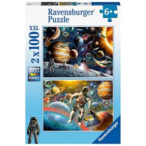Ravensburger Puzzle Enfant - Puzzles 2x100 p - Dans I'espace - D&egrave;s 6 ans - 80562