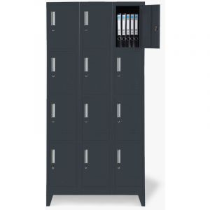 Image de Office24 Casiers avec 12 compartiments m&eacute;talliques 90x45 H190 pour vestiaire verrouillable Krakatoa