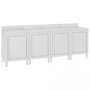 Table de travail commerciale avec armoire 240 x 60 x 96 cm acier inoxydable 02_0001902