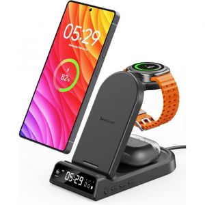 Swanscout Chargeur Induction 3-En-1 Pour Samsung S25 Ultra, Galaxy S25/S24/S23/Z Flip 7, Watch 8/7/6, Buds 3 Pro.