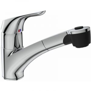 Ideal Standard Robinet cuisine Cerasprint douchette exctractible chrome, avec microfibre, Sans nettoyant