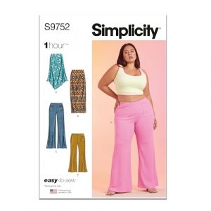 Simplicity SS9752W3 Jupes et pantalons en tricot pour femme en deux longueurs W3 (30W-32W-34W-36W-38W)