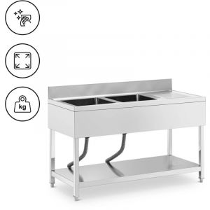 Royal Catering Plonge inox 2 éviers inox 140 x 60 x 97 cm - Plonge professionnelle Évier cuisine