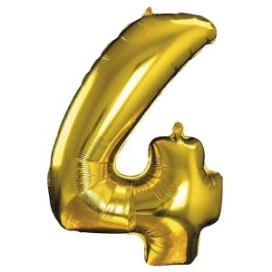 Ruedelafete Ballon alu mylar 30cm CHIFFRE 4, Or