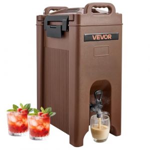 VEVOR Distributeur de Boissons Isotherme 19 L, Fontaine &agrave; Eau Chaude et Froide Non &Eacute;lectrique avec Robinet et Poign&eacute;e, Conteneur Isotherme de Qualit&eacute; Alimentaire, pour Camping, Restauration, Marron