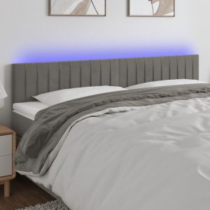 VidaXL Tête de lit à LED Gris clair 160x5x78/88 cm Velours - Light grey