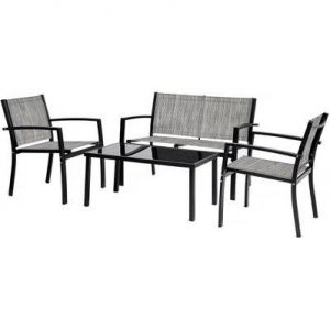 Habitat et Jardin Salon de jardin bas Lino - 4 places - Gris