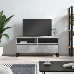 VidaXL Meuble TV,Banc tv gris béton 100x34,5x44,5 cm bois d'ingénierie - Gris