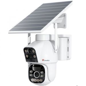 Ctronics Caméra Surveillance Solaire 20W Panneau Solaire 20,000mAh Batterie Détection PIR en Métal Enregistrement 24h-7Jours