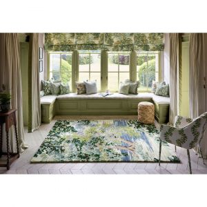Sanderson Tapis laine et viscose floral design poils ras Ancient Canopy Vert For&ecirc;t 140x200 - Vert For&ecirc;t