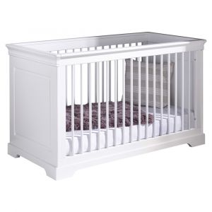 Lit bébé évolutif bois massif blanc 70x140 cm