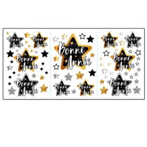Stickers bonne ann&eacute;e 3 planches 30x60cm - g&eacute;n&eacute;rique cd3009