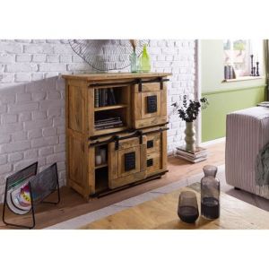 Buffet en bois de manguier laqué marron railway 3005 - brun