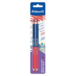 Pelikan 811118 - Lot de 2 crayons de couleur (épais, triangulaires) - Rouge et bleu