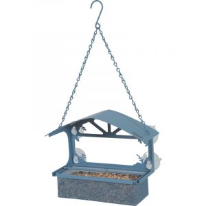 Zolux Mangeoire &agrave; graines pour fen&ecirc;tre avec toit, bleu, pour oiseaux