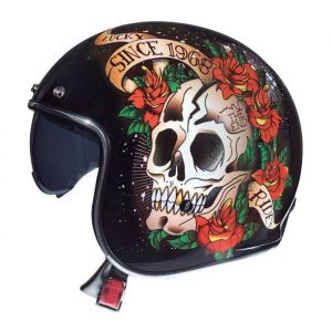 Casque jet MT Helmets Le Mans 2 SV Skull & Roses A1