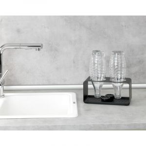 Wenko Porte-bouteille Wave avec plateau d'&eacute;gouttement amovible, noir