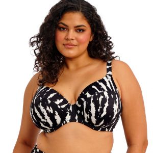 Haut de bikini plongeant noir et blanc