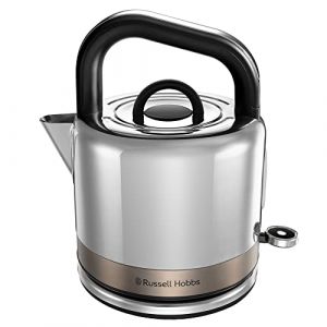 Russell Hobbs Bouilloire Electrique [Design Retro Premium] Distinctions Titanium (1,5L, 2400W, Ebullition Rapide,Ecoulement Parfait,Ouverture Facile, Ergonomique,Filtre anticalcaire amovible) 26422-70