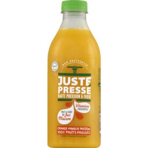 Image de Juste press&eacute; Jus orange mangue passion 100% fruits press&eacute;s - La bouteille de 0,9 l