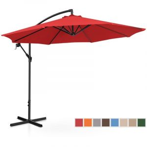 Uniprodo Parasol déporté - Rouge - Rond - Ø 300 cm - Inclinable