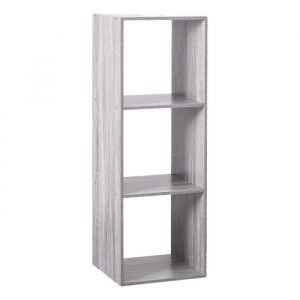 Atmosphera Étagère colonne 3 cases Mix "Effet chêne" Gris