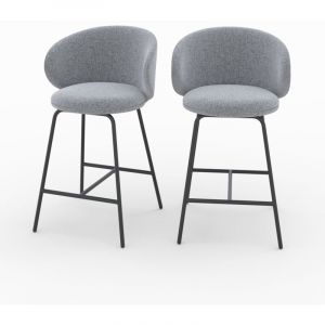 Rendez Vous D&eacute;co Rendez-vous D&eacute;co - Chaise pour &icirc;lot central en tissu gris fonc&eacute; 68 cm (lot de 2) - c&eacute;cilia