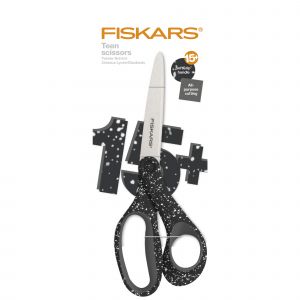 Fiskars Ciseaux pour les jeunes de 15 à 18 ans, Droitier, Longueur totale : 20 cm, Acier inoxydable/plastique, Noir/Gris moucheté, 1067867